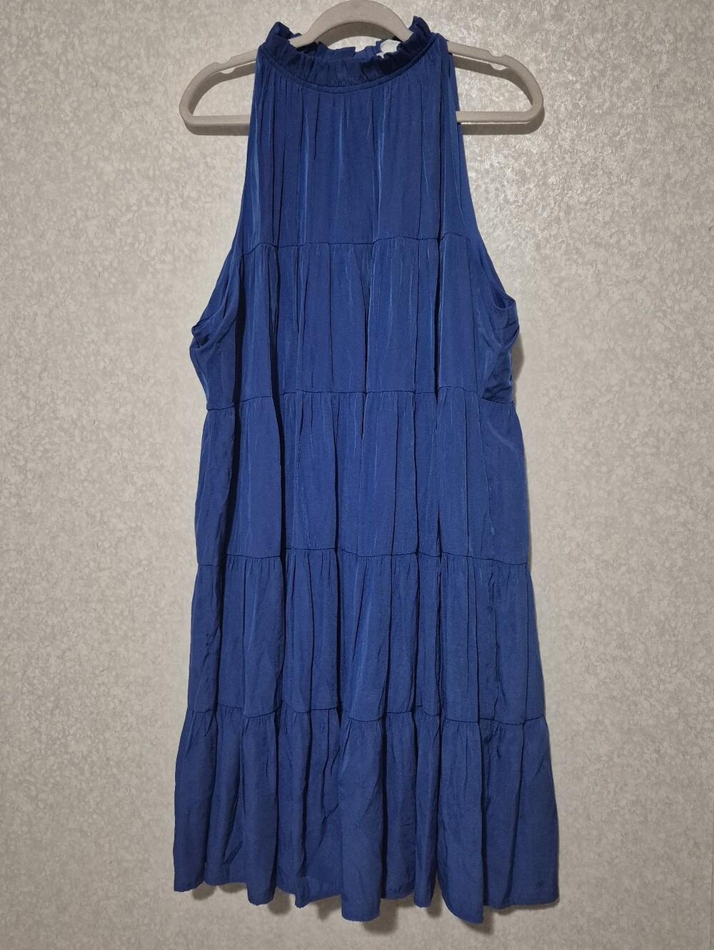 CHIC SOUL Tiered Halter Mini Dress - Blue..Size:3X